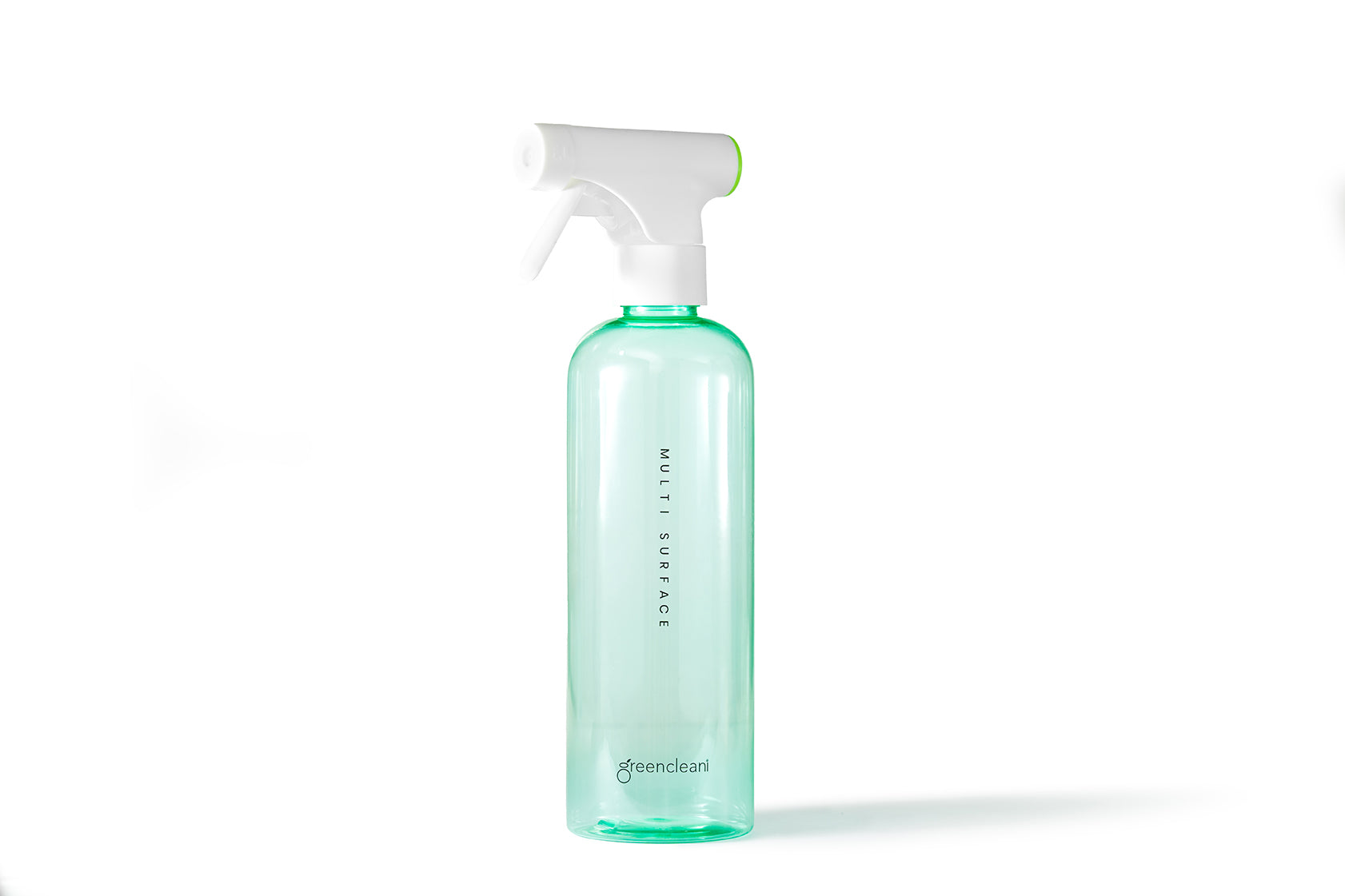 Greencleani eco-friendly multi-surface cleaner in its signature green reusable spray bottle. A non-toxic, plant-based cleaning solution for all around your Malaysian home